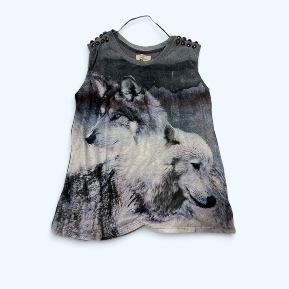 Zara Trafaluc wolf print sleeveless tank top - Picture 1 of 5
